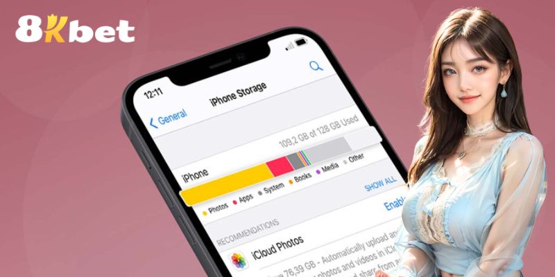 Cần đảm bảo bộ nhớ trống để tải app 8kbet